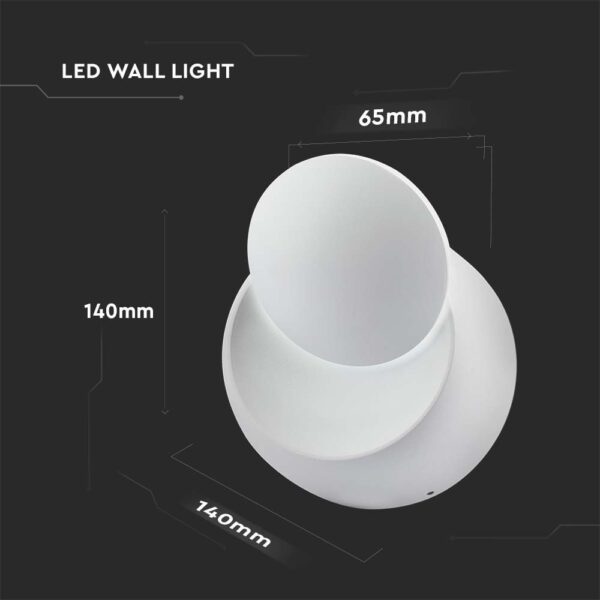 Φωτιστικό Τοίχου 5W LED Κυκλικό Περιστρεφόμενο Λευκό V-TAC IP65 Φυσικό Λευκό 4000K – 217093