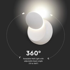 Φωτιστικό Τοίχου 5W LED Κυκλικό Περιστρεφόμενο Λευκό V-TAC IP65 Φυσικό Λευκό 4000K – 217093