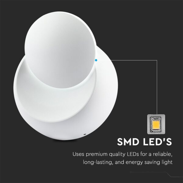 Φωτιστικό Τοίχου 5W LED Κυκλικό Περιστρεφόμενο Λευκό V-TAC IP65 Φυσικό Λευκό 4000K – 217093