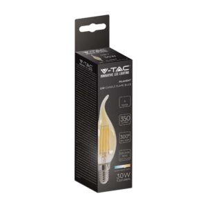 LED Λάμπα E14 4W Φλόγα Filament V-TAC Θερμό 2200K – 217114