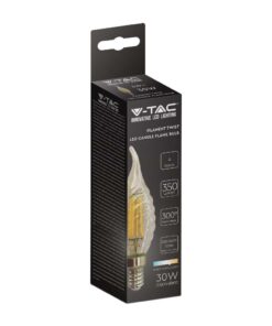 LED Λάμπα E14 4W Φλόγα Filament V-TAC Θερμό 2200K – 217116