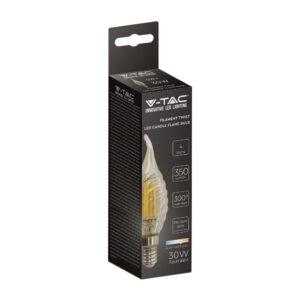 LED Λάμπα E14 4W Φλόγα Filament V-TAC Θερμό 2200K – 217116