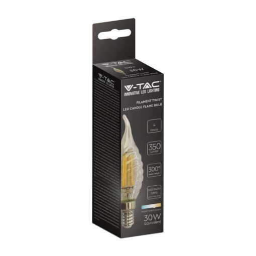 LED Λάμπα E14 4W Φλόγα Filament V-TAC Θερμό 2200K – 217116