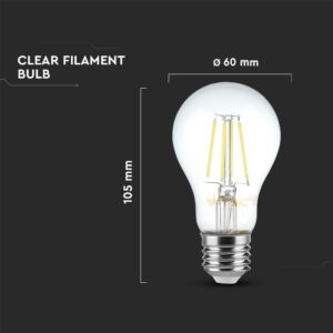  Λάμπα LED E27 Filament 4W Ψυχρό 6500K V-TAC – 217120VT