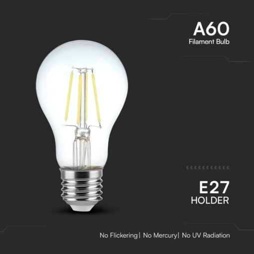  Λάμπα LED E27 Filament 4W Ψυχρό 6500K V-TAC – 217120VT