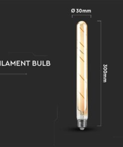 LED Λάμπα E27 T30 30cm 5W Filament Amber V-TAC 300° 500lm Θερμό Λευκό 2200Κ – 217142