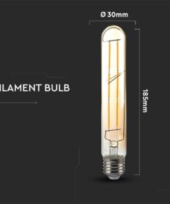 LED Λάμπα E27 T30 Σωληνωτή 6W Filament Amber Cover V-TAC 2200K – 217143