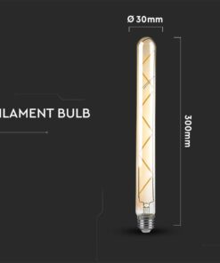 LED Λάμπα E27 T30 Σωληνωτή 7W Filament Amber Cover V-TAC 2200K – 217144