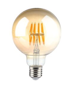 LED Λάμπα E27 G95 8W Filament Amber V-TAC 300° 700lm Θερμό Λευκό 2200Κ – 217145