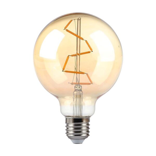 LED Λάμπα E27 G95 4W Filament Amber V-TAC 300° 300lm Θερμό Λευκό 2200Κ – 217146