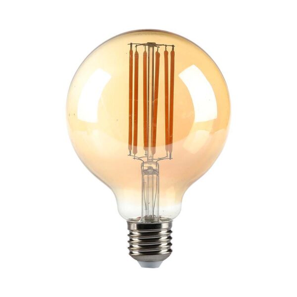 LED Λάμπα E27 G95 7W Filament Amber V-TAC 300° 700lm Θερμό Λευκό 2200Κ – 217147