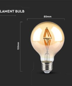LED Λάμπα E27 G80 4W Filament Amber V-TAC 300° 400lm Θερμό Λευκό 2200Κ – 217148