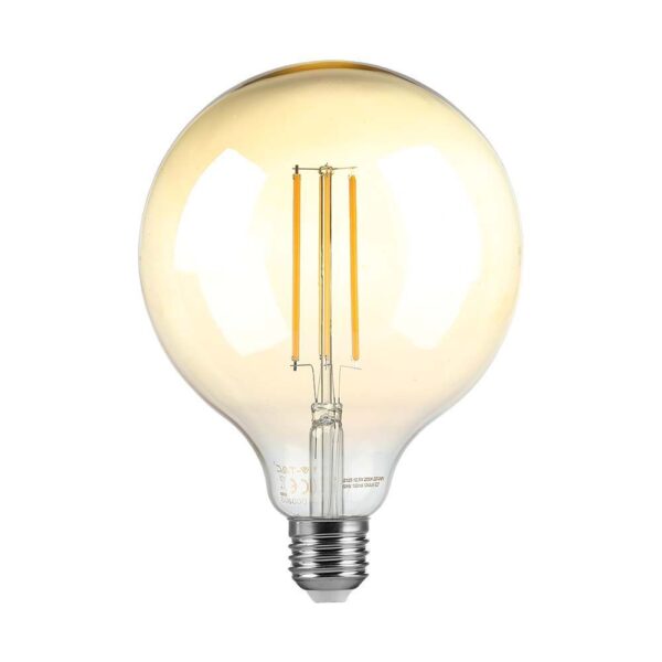 LED Λάμπα - 8W  Filament E27 G125 Amber Dimmable 2200K V-TAC - 217155