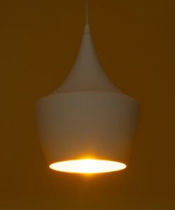 GloboStar® SHANGHAI WHITE 01026-A Μοντέρνο Κρεμαστό Φωτιστικό Οροφής Μονόφωτο 1 x E27 Λευκό Μεταλλικό Καμπάνα Φ25 x Υ30cm