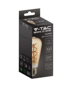 LED Λάμπα E27 ST64 5W Filament Amber V-TAC 300° 300lm Θερμό Λευκό 1800Κ – 217218