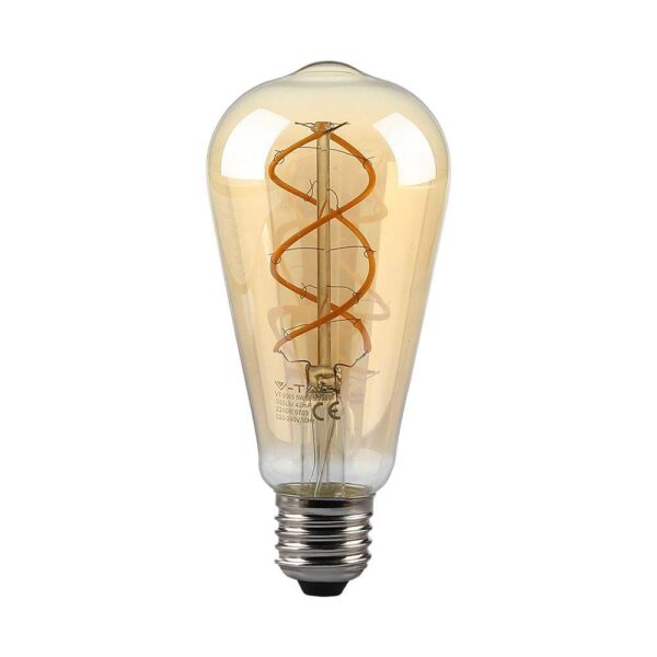 LED Λάμπα E27 ST64 5W Filament Amber V-TAC 300° 300lm Θερμό Λευκό 1800Κ – 217218