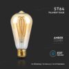 LED Λάμπα E27 ST64 5W Filament Amber V-TAC 300° 300lm Θερμό Λευκό 1800Κ – 217220