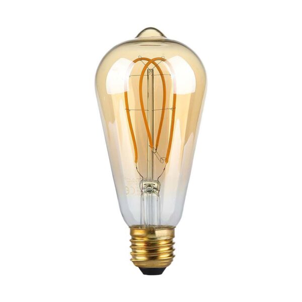 LED Λάμπα E27 ST64 5W Filament Amber V-TAC 300° 300lm Θερμό Λευκό 1800Κ – 217220