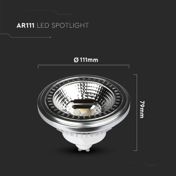 LED Λάμπα AR111 GU10 12W V-TAC Dimmable 40° Θερμό Λευκό 3000K – 217234