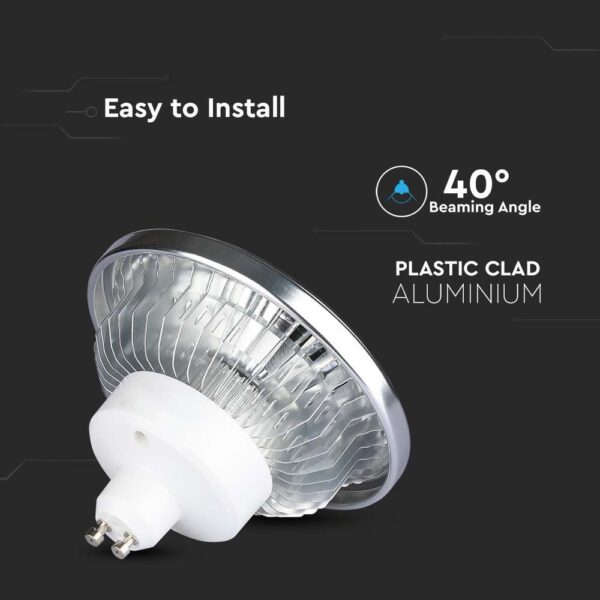 LED Λάμπα AR111 GU10 12W V-TAC Θερμό Λευκό 3000K – 217235