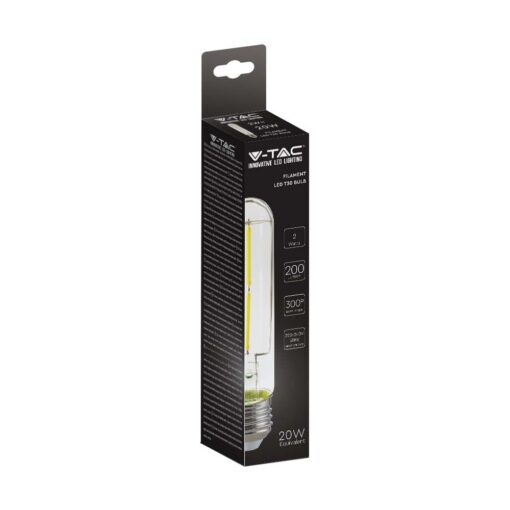 LED Λάμπα E27 T30 30cm 2W Filament  V-TAC 300° 200lm Θερμό Λευκό 3000Κ – 217251