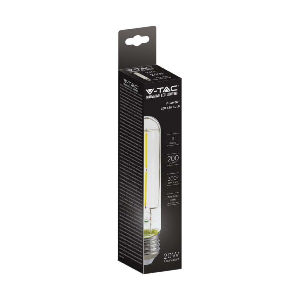LED Λάμπα E27 T30 30cm 2W Filament  V-TAC 300° 200lm Θερμό Λευκό 3000Κ – 217251