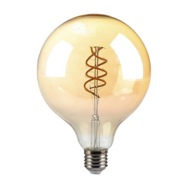 LED Λάμπα E27 G125 6W Filament Amber V-TAC 300° 400lm Θερμό Λευκό 1800Κ – 217328