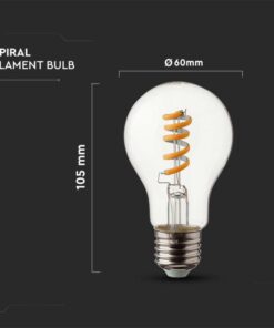 Λάμπα LED E27 A60 Filament 4W θερμό λευκό 3000K γυαλί διάφανο V-TAC – 217336