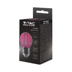 LED Λάμπα – 2W Filament E27 G45 Ροζ V-TAC – 217410