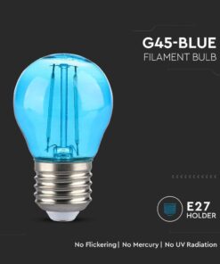 LED Λάμπα – 2W Filament E27 G45 Blue V-TAC – 217412