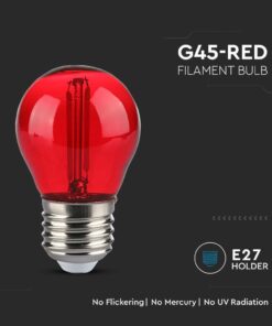 LED Λάμπα – 2W Filament E27 G45 Κόκκινο V-TAC – 217413