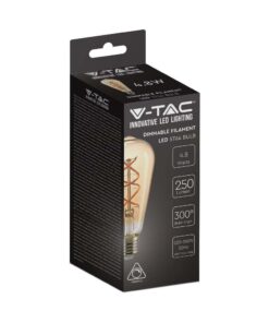 LED Λάμπα E27 ST64 5W Dimmable Filament Amber V-TAC 300° 250lm Θερμό Λευκό 1800Κ – 217416