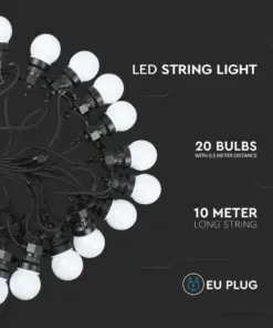 Αδιάβροχο φωτιστικό γιρλάντα 10m με 20 λάμπες Θερμό λευκό 3000Κ V-TAC – 217439