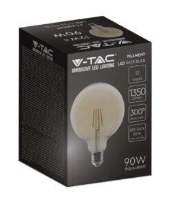 LED Λάμπα 12W Filament E27 G125 Clear Cover 2200K V-TAC – 217456