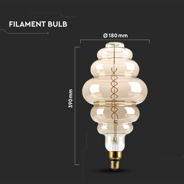 LED Λάμπα E27 S200 39cm 8W Dimmable Filament Smoky V-TAC 300° 500lm Θερμό 1800Κ – 217465