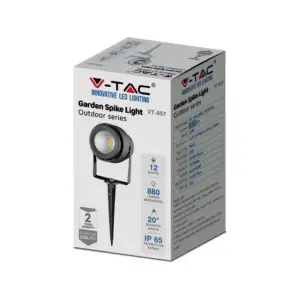 Φωτιστικό Κήπου Καρφί LED 12W Μαύρο V-TAC Αδιάβροχο IP65 Φυσικό 4000K – 217545