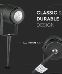 Φωτιστικό Κήπου Καρφί LED 12W Μαύρο V-TAC Αδιάβροχο IP65 Φυσικό 4000K – 217545