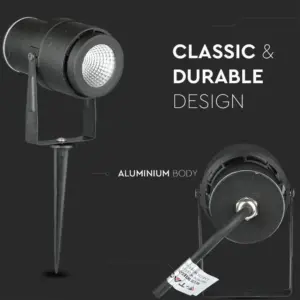 Φωτιστικό Κήπου Καρφί LED 12W Μαύρο V-TAC Αδιάβροχο IP65 Φυσικό 4000K – 217545