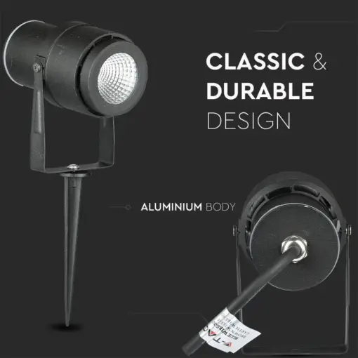 Φωτιστικό Κήπου Καρφί LED 12W Μαύρο V-TAC Αδιάβροχο IP65 Φυσικό 4000K – 217545