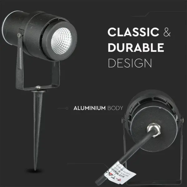 Φωτιστικό Κήπου Καρφί LED 12W Μαύρο V-TAC Αδιάβροχο IP65 Φυσικό 4000K – 217545