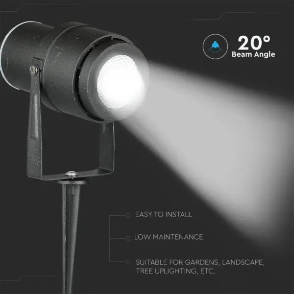 Φωτιστικό Κήπου Καρφί LED 12W Μαύρο V-TAC Αδιάβροχο IP65 Φυσικό 4000K – 217545