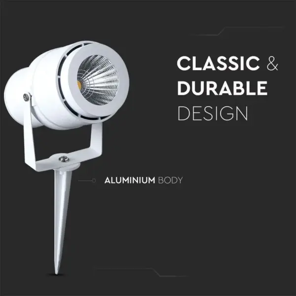 Φωτιστικό Κήπου Καρφί LED 12W Λευκό V-TAC Αδιάβροχο IP65 Θερμό 3000K – 217547