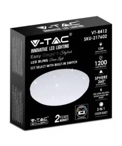 LED πλαφονιέρα 12W στρογγυλή, 3 σε 1 φωτισμός (Ψυχρό, Φυσικό & Θερμό λευκό), σε Λευκό σώμα και έναστρο κάλυμμα V-TAC – 217602