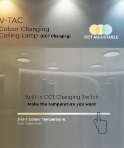 LED πλαφονιέρα 12W στρογγυλή, 3 σε 1 φωτισμός (Ψυχρό, Φυσικό & Θερμό λευκό), σε Λευκό σώμα και έναστρο κάλυμμα V-TAC – 217602