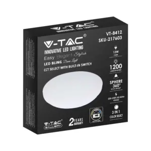 LED πλαφονιέρα 12W στρογγυλή, 3 σε 1 φωτισμός (Ψυχρό, Φυσικό & Θερμό λευκό), σε Λευκό σώμα V-TAC – 217603