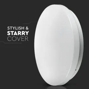 LED πλαφονιέρα 18W στρογγυλή, 3 σε 1 φωτισμός (Ψυχρό, Φυσικό & Θερμό λευκό), σε Λευκό σώμα και έναστρο κάλυμμα V-TAC – 217604