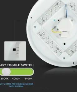LED πλαφονιέρα 18W στρογγυλή, 3 σε 1 φωτισμός (Ψυχρό, Φυσικό & Θερμό λευκό), σε Λευκό σώμα και έναστρο κάλυμμα V-TAC – 217604