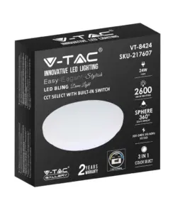 LED Πλαφονιέρα 24W Στρογγυλή 3 σε 1 Φωτισμός CCT Λευκό Σώμα V-TAC – 217607