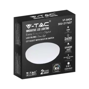 LED Πλαφονιέρα 24W Στρογγυλή 3 σε 1 Φωτισμός CCT Λευκό Σώμα V-TAC – 217607