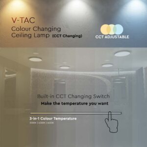 LED πλαφονιέρα 36W στρογγυλή, CCT 3IN1 Φωτισμός Λευκό σώμα  V-TAC – 217609